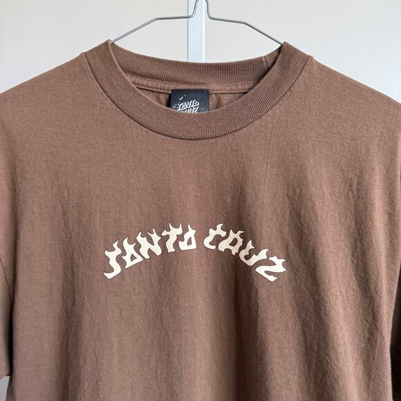 Santa Cruz sz M brown spell out short sleeve T-shirt - Picture 2 of 8